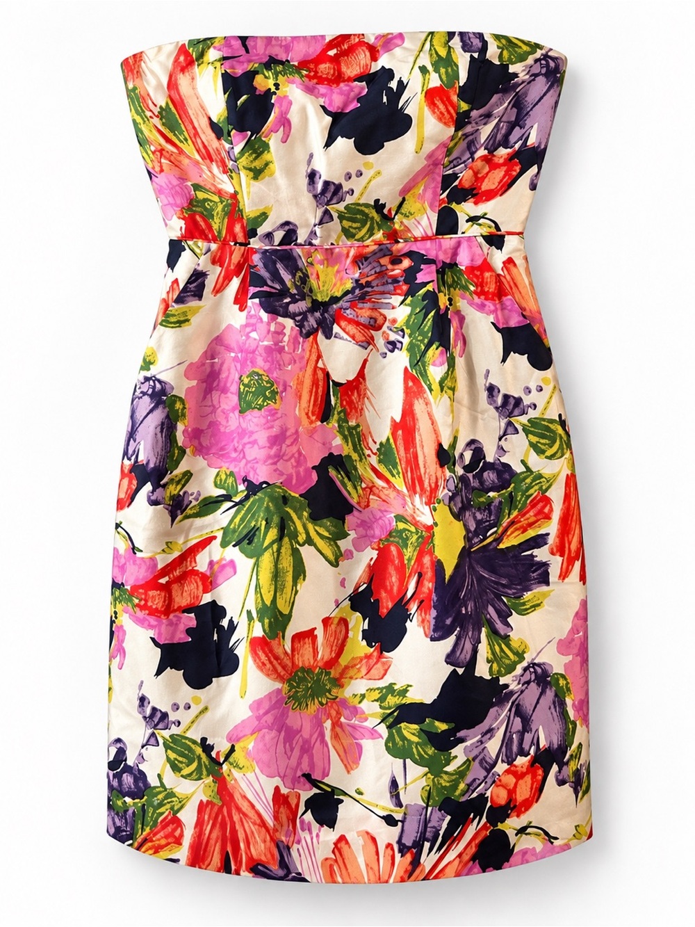 J. Crew 100% Silk Strapless Floral Watercolor Mini Dress with Pockets - Size 4